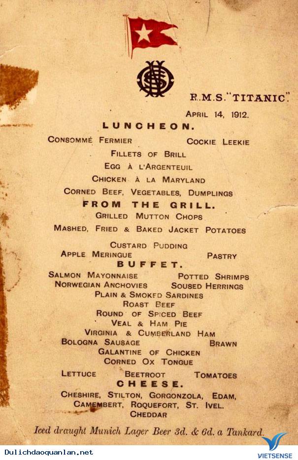 Bí Ân Thực Đơn Cuối Cùng Trên Tàu Titanic - Ảnh 3 Bí Ân Thực Đơn Cuối Cùng Trên Tàu Titanic - Ảnh 3